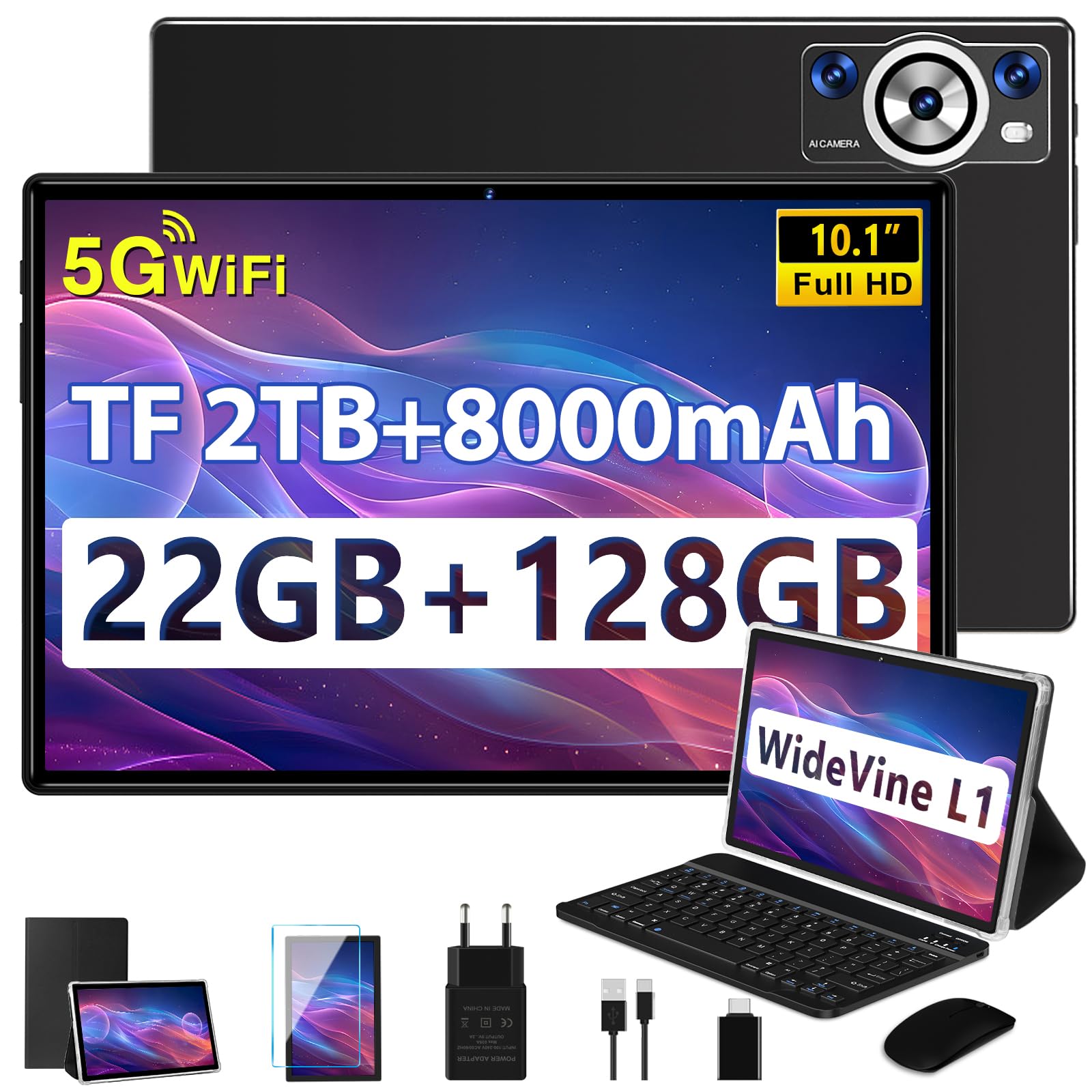 DEERTiME Tablet Android 14 Tablet 10 Pulgadas, 30GB RAM+128GB ROM